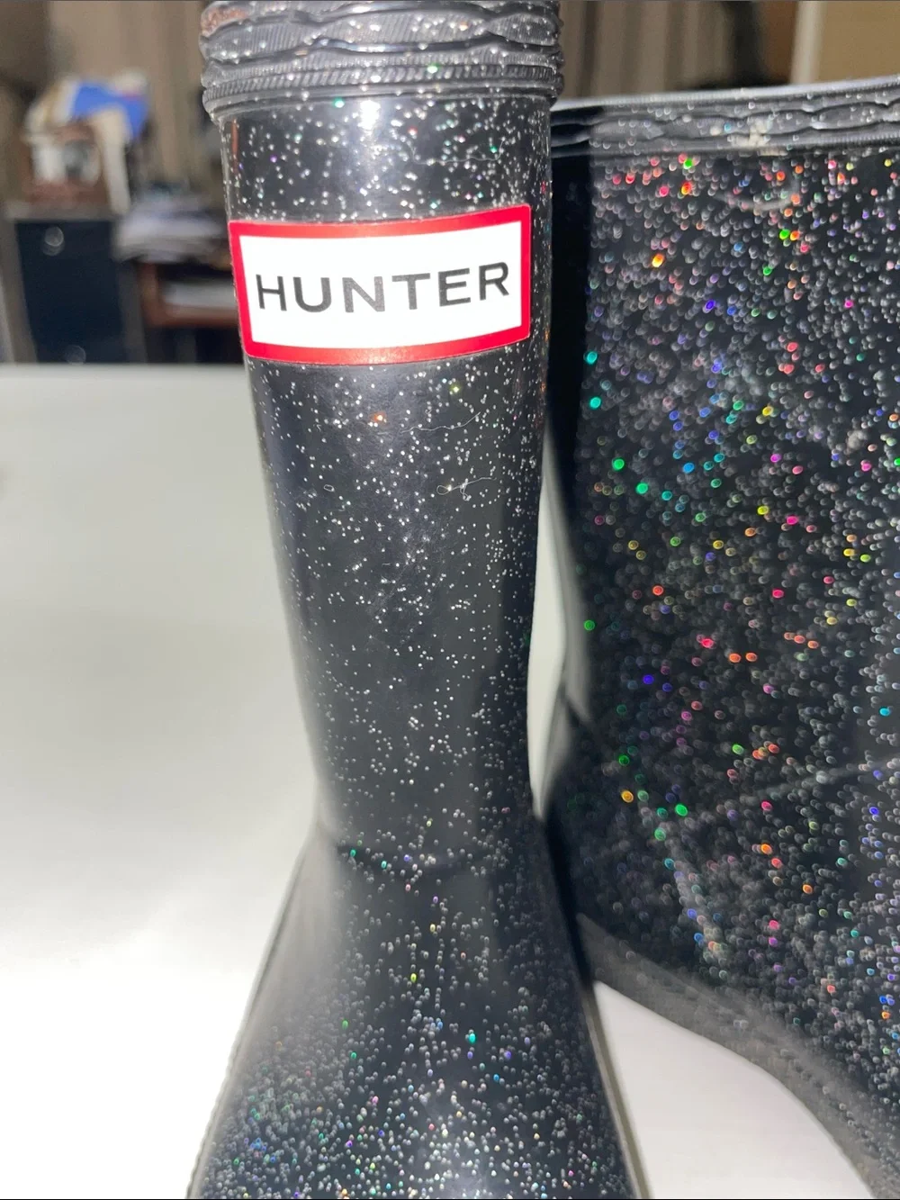 Hunter girls glitter rain boots size 9